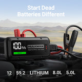 Hulkman Alpha Pro 1750A Jump Starter, 59.2Wh High-Capacity Car Battery Jump Starter, PD65W Fast Charging in & Out, 3.3" Smart Display Jump Box, 12V Jump Pack for 8.0L Gas/5.0L Diesel, Solid Black