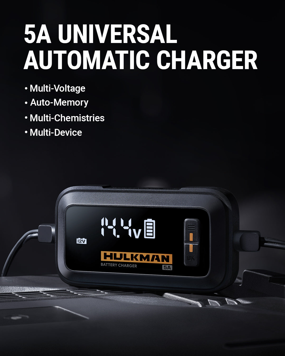 HULKMAN Sigma 1 Car Battery Charger, 1A 6V/12V Automatic Smart Trickle