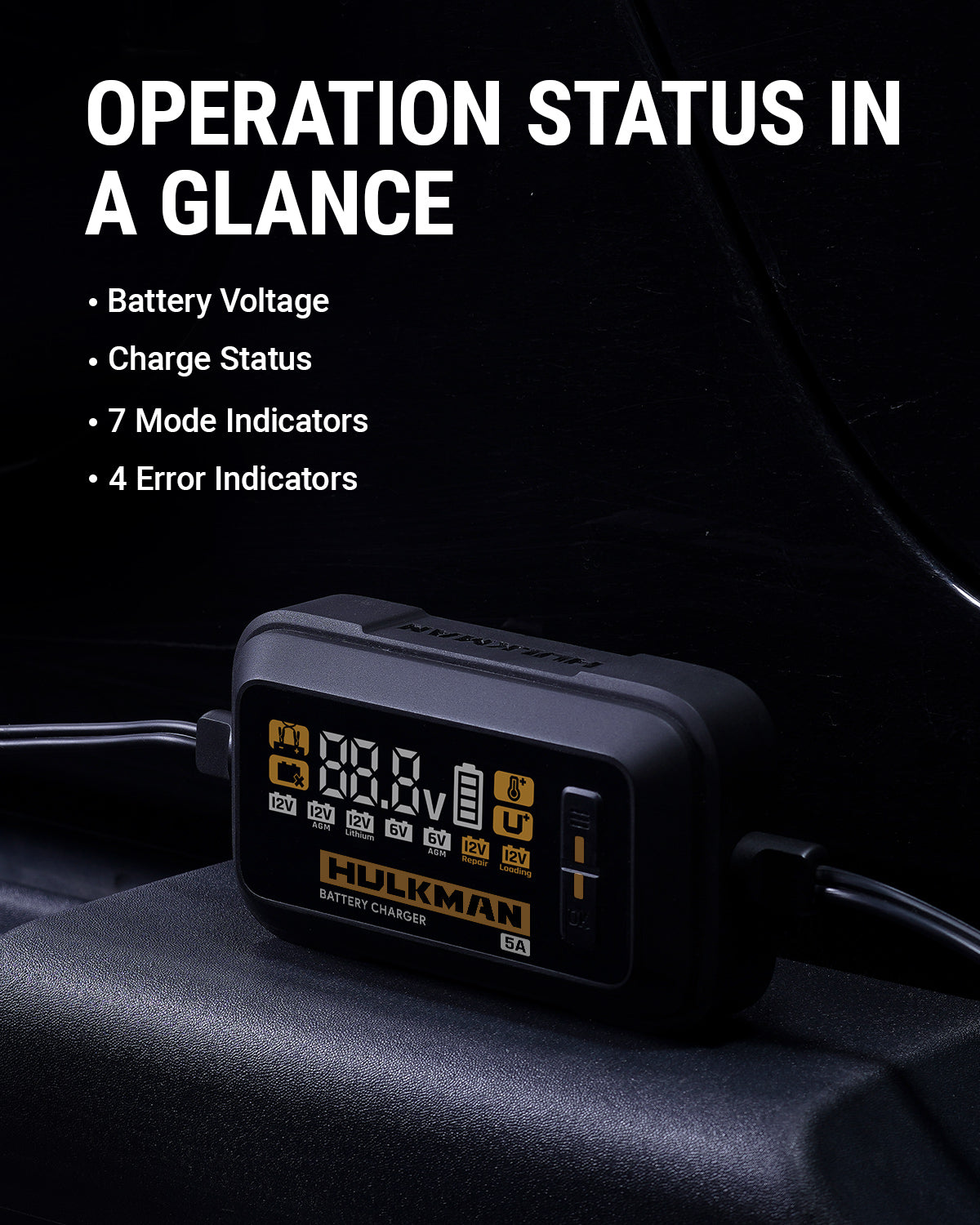 HULKMAN Sigma 5 Battery Trickle Charger, 5A 6V/12V Automatic Smart